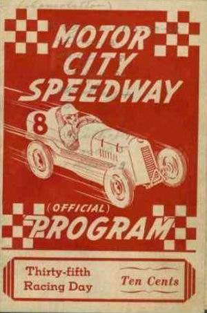 Motor City Speedway - Program From Randy